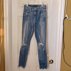 MOTHER high waisted, RAINBOW pocket, frayed ankle, skinny, size 25